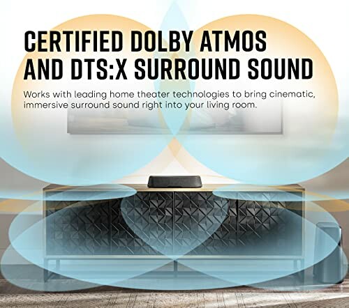 Certified Dolby Atmos and DTS:X surround sound system in a living room.