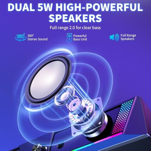 Dual 5W high-power speakers with clear bass and full range sound.