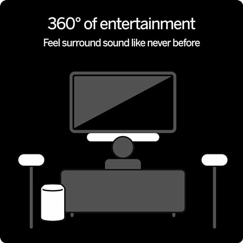 Home theater setup with surround sound speakers and TV.