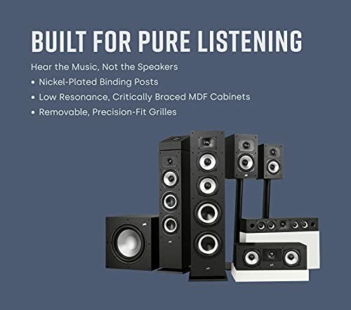 Collection of black speakers with text about features.